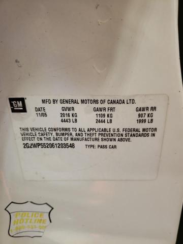 2G2WP552061203548 - 2006 PONTIAC GRAND PRIX WHITE photo 10