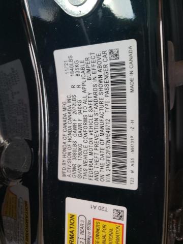 2HGFE2F57NH549712 - 2022 HONDA CIVIC SPOR BLACK photo 10