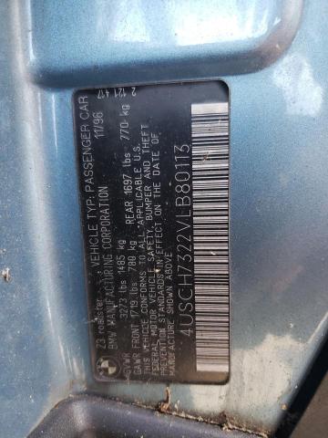 4USCH7322VLB80113 - 1997 BMW Z3 1.9 BLUE photo 10