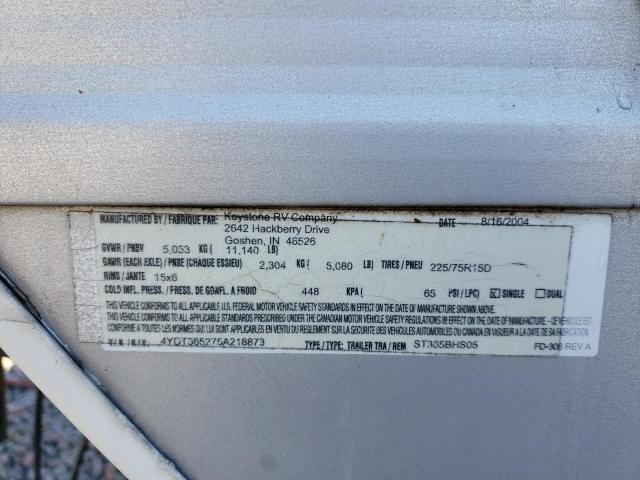 4YDT365275A218873 - 2005 KEYSTONE SPRINTER Ağ foto 10