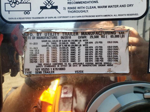 1UYVS2531K7618003 - 2019 UTILITY TRAILER Ağ foto 10