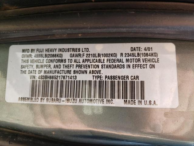 4S3BH665217671413 - 2001 SUBARU LEGACY OUTBACK  photo 10