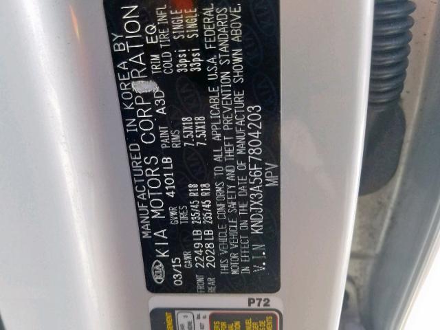 KNDJX3A56F7804203 - 2015 KIA SOUL ! GRAY photo 10