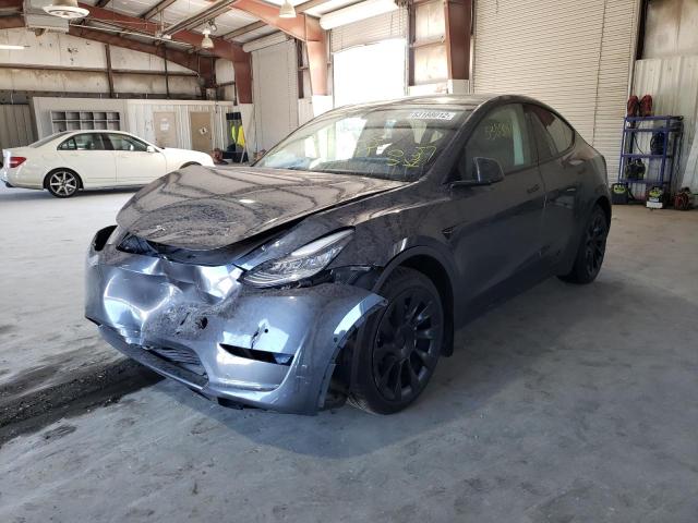 5YJYGAEE9MF143254 - 2021 TESLA MODEL Y رمادي صورة 2