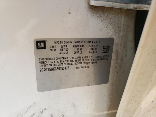 2G4GT5GX3F9153178 - 2015 BUICK REGAL GS Ақ фото 10
