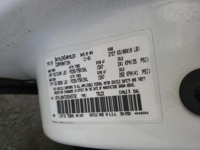 1B7HL38X72S545732 - 2002 DODGE DAKOTA QUA WHITE photo 10