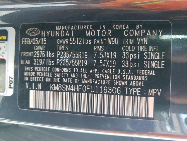 KM8SN4HF0FU116306 - 2015 HYUNDAI SANTA FE GLS  photo 10