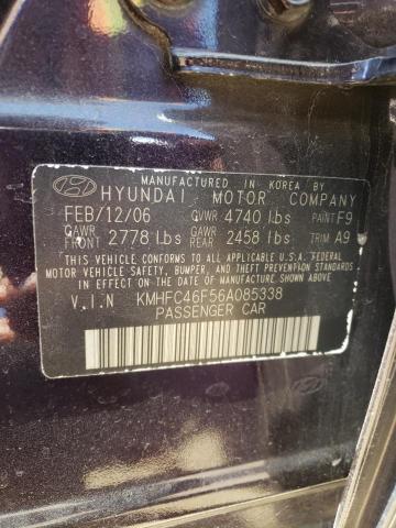 KMHFC46F56A085338 - 2006 HYUNDAI AZERA SE PURPLE photo 10