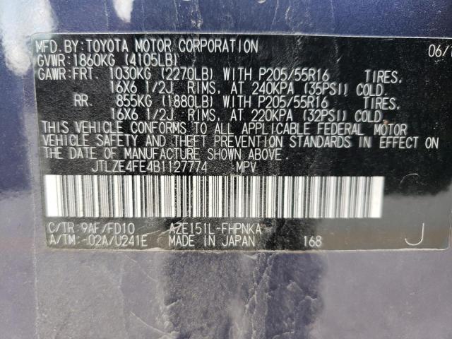 JTLZE4FE4B1127774 - 2011 TOYOTA SCION XB Blau Foto 10