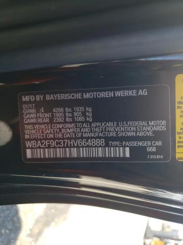 WBA2F9C37HV664888 - 2017 BMW 230I BLACK photo 10