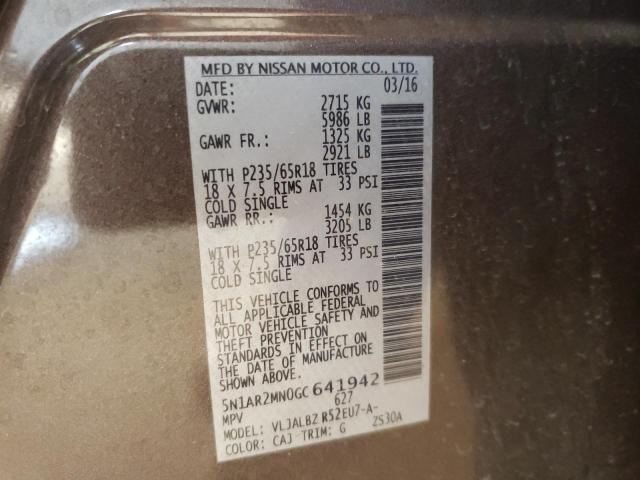 5N1AR2MN0GC641942 - 2016 NISSAN PATHFINDER S  ფოტო 10