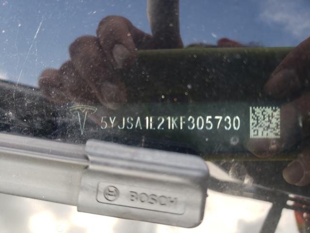 5YJSA1E21KF305730 - 2019 TESLA MODEL S Սև լուսանկար 10