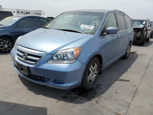 5FNRL38707B021492 - 2007 HONDA ODYSSEY EX BLUE photo 2