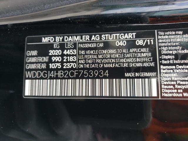 WDDGJ4HB2CF753934 - 2012 MERCEDES-BENZ C 250 BLACK photo 10