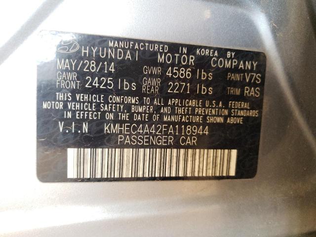 KMHEC4A42FA118944 - 2015 HYUNDAI SONATA HYB SILVER photo 10