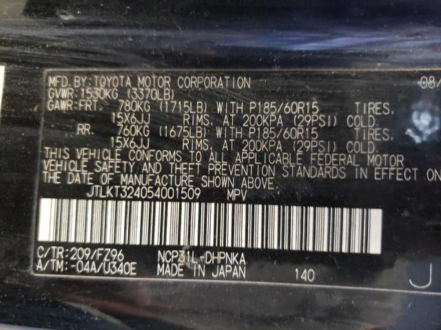 JTLKT324054001509 - 2005 TOYOTA SCION XB შავი ფოტო 10