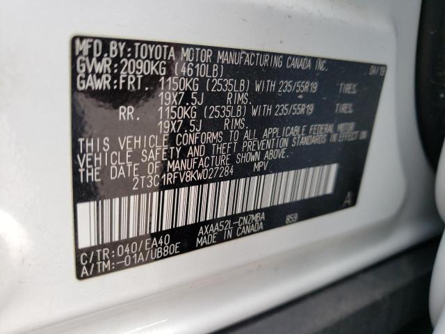 2T3C1RFV8KW027284 - 2019 TOYOTA RAV4 XLE PREMIUM  photo 10