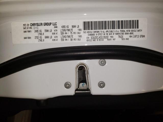 3C6UD5CL0CG135222 - 2012 DODGE RAM 2500 S WHITE photo 10