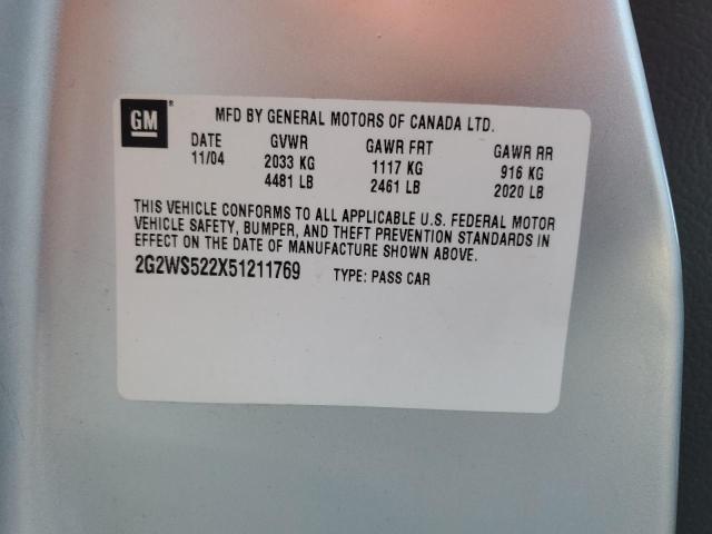 2G2WS522X51211769 - 2005 PONTIAC GRAND PRIX Մոխրագույն լուսանկար 10
