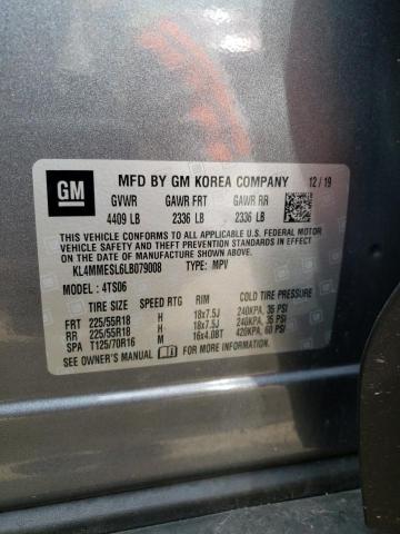 KL4MMESL6LB079008 - 2020 BUICK ENCORE GX GRAY photo 10