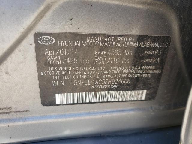 5NPEB4AC5EH924606 - 2014 HYUNDAI SONATA GLS GRAY photo 10