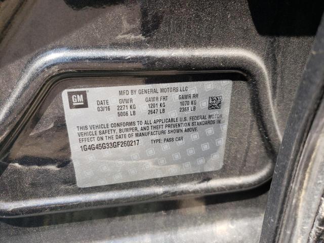 1G4G45G33GF260217 - 2016 BUICK LACROSSE S GRAY photo 10