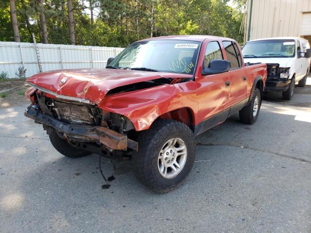 1D7HG38N94S504353 - 2004 DODGE DAKOTA QUA RED photo 2