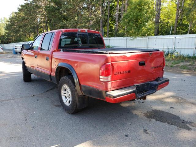 1D7HG38N94S504353 - 2004 DODGE DAKOTA QUA RED photo 3