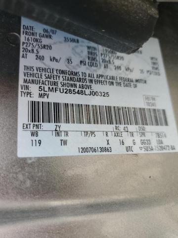 5LMFU28548LJ00325 - 2008 LINCOLN NAVIGATOR ვერცხლისფერი ფოტო 10