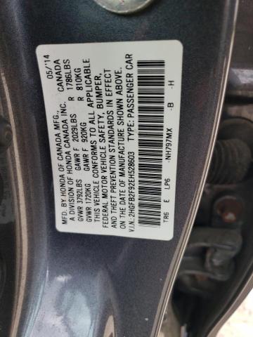 2HGFB2F92EH528603 - 2014 HONDA CIVIC EXL Boz foto 10