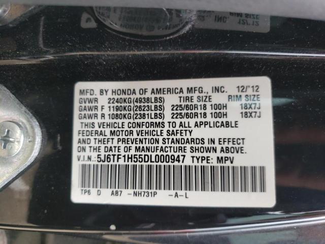 5J6TF1H55DL000947 - 2013 HONDA CROSSTOUR BLACK photo 10