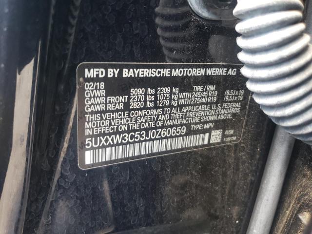 5UXXW3C53J0Z60659 - 2018 BMW X4 XDRIVE2 BLACK photo 10