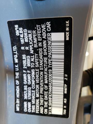 SHHFK7H44HU203019 - 2017 HONDA CIVIC SPOR BLUE photo 10