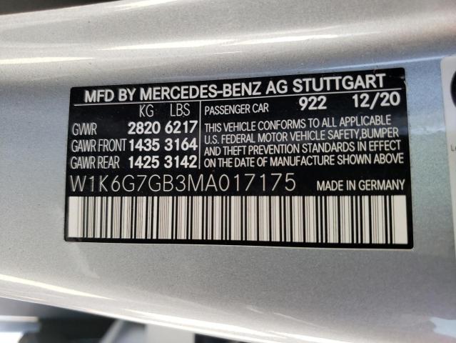 W1K6G7GB3MA017175 - 2021 MERCEDES-BENZ S 580 4MATIC  photo 10