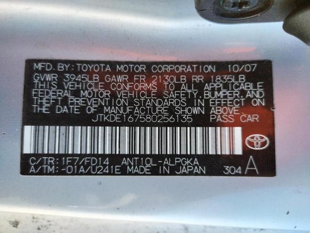 JTKDE167580256135 - 2008 TOYOTA SCION TC فضي صورة 10