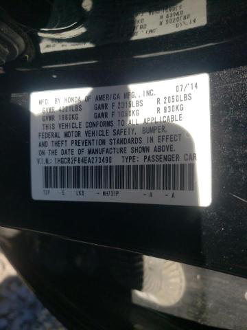 1HGCR2F84EA273490 - 2014 HONDA ACCORD EXL BLACK photo 10