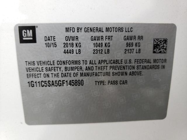 1G11C5SA5GF145890 - 2016 CHEVROLET MALIBU LIM 白色 照片 10