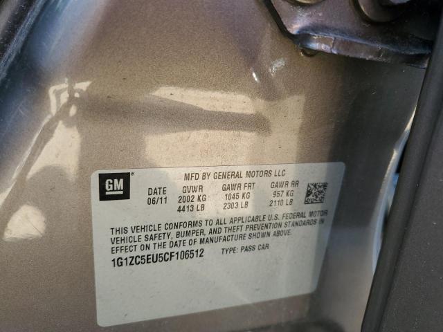 1G1ZC5EU5CF106512 - 2012 CHEVROLET MALIBU 1LT ნაცრისფერი ფოტო 10