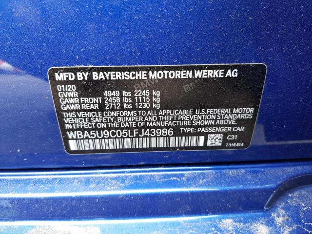 WBA5U9C05LFJ43986 - 2020 BMW M340XI BLUE photo 10