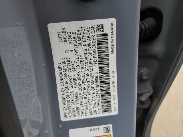 2HGFE2F54NH568976 - 2022 HONDA CIVIC SPOR 蓝色 照片 10