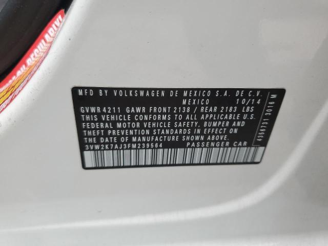 3VW2K7AJ3FM239564 - 2015 VOLKSWAGEN JETTA BASE 白色 照片 10