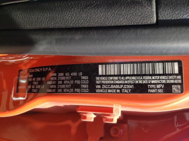 ZACCJBAB6JPJ23641 - 2018 JEEP RENEGADE S ORANGE photo 10