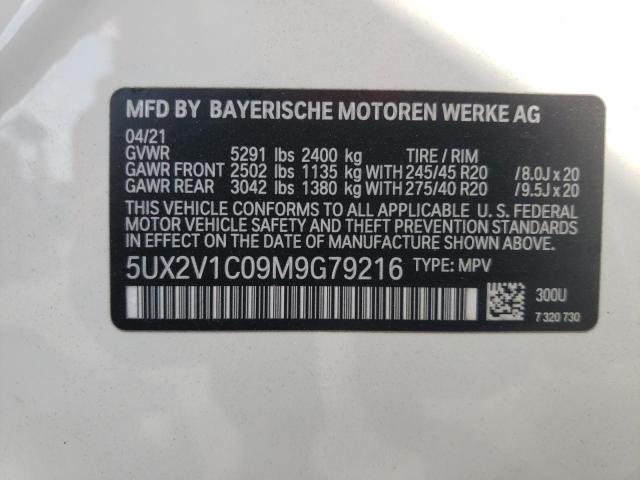 5UX2V1C09M9G79216 - 2021 BMW X4 XDRIVE3 WHITE photo 10