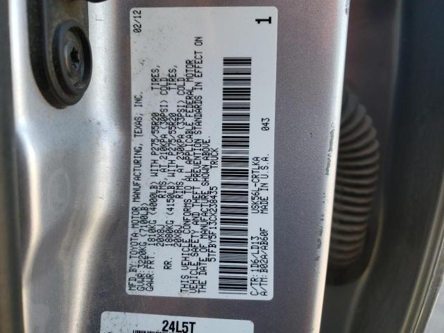 5TFBY5F13CX238435 - 2012 TOYOTA TUNDRA DOU SILVER photo 10