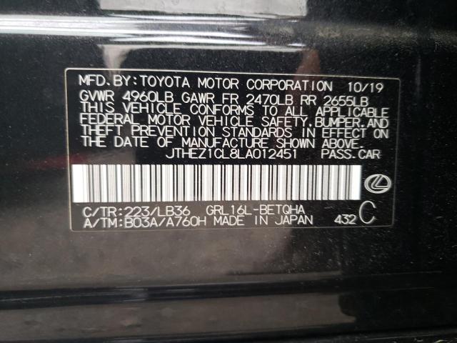 JTHEZ1CL8LA012451 - 2020 LEXUS GS 350 F-S BLACK photo 10