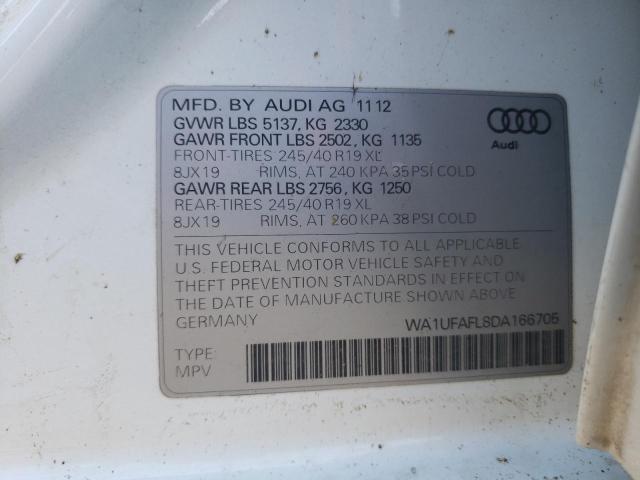 WA1UFAFL8DA166705 - 2013 AUDI A4 ALLROAD WHITE photo 10