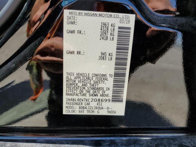 1N4BL4EV7KC208699 - 2019 NISSAN ALTIMA SL BLACK photo 10