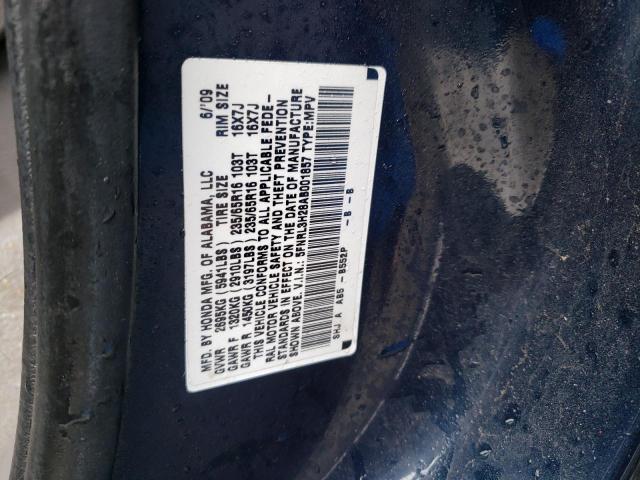 5FNRL3H28AB001857 - 2010 HONDA ODYSSEY LX BLUE photo 10