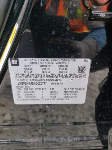 LRBFZNR45ND020777 - 2022 BUICK ENVISION E BLACK photo 10