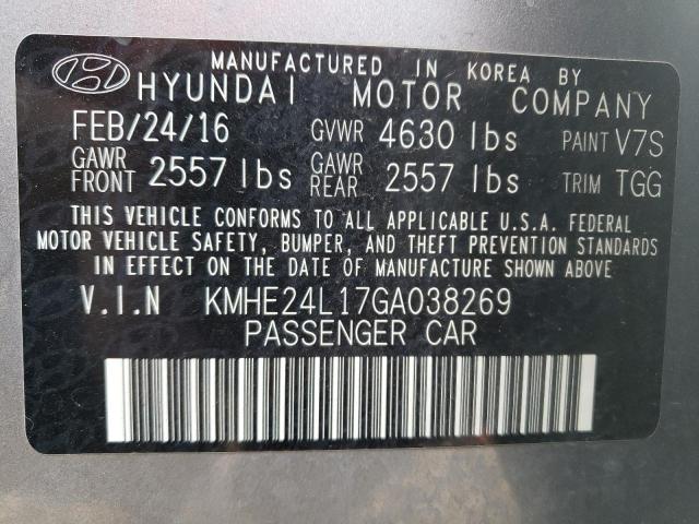 KMHE24L17GA038269 - 2016 HYUNDAI SONATA HYBRID  photo 10